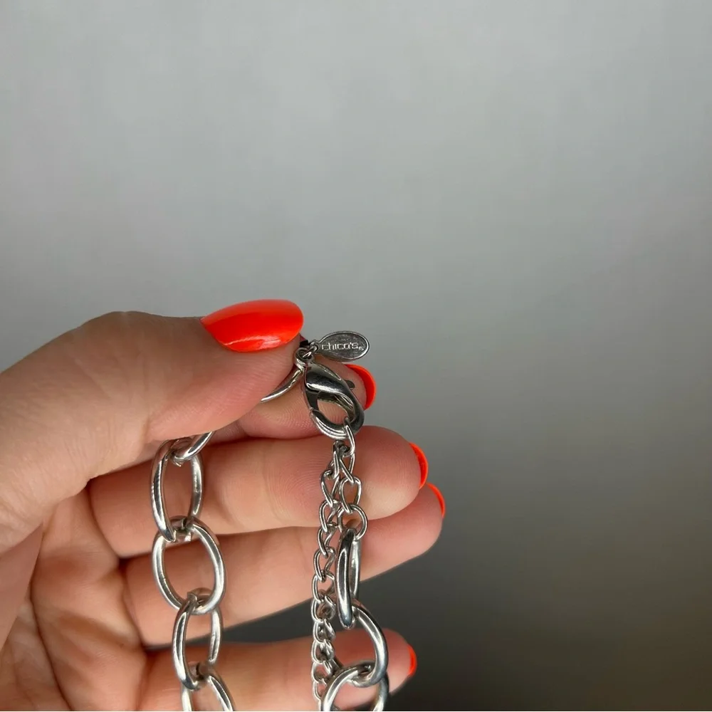 Chico's | Silver Circle Link Jewel Accent Belt‎ Nickel